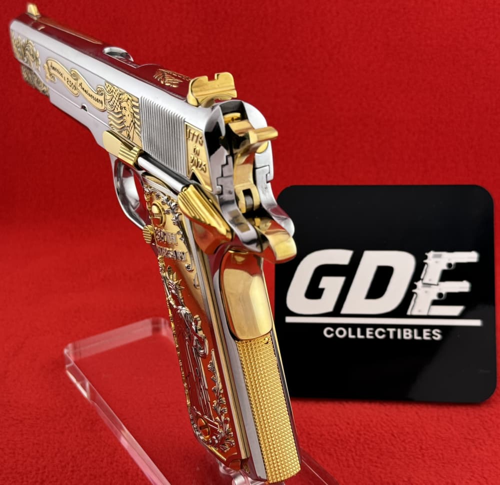 Colt 45acp-Ameri, 250 Aniv. 25-Made VERY RARE-24K Gold Engrave design by RP-img-11