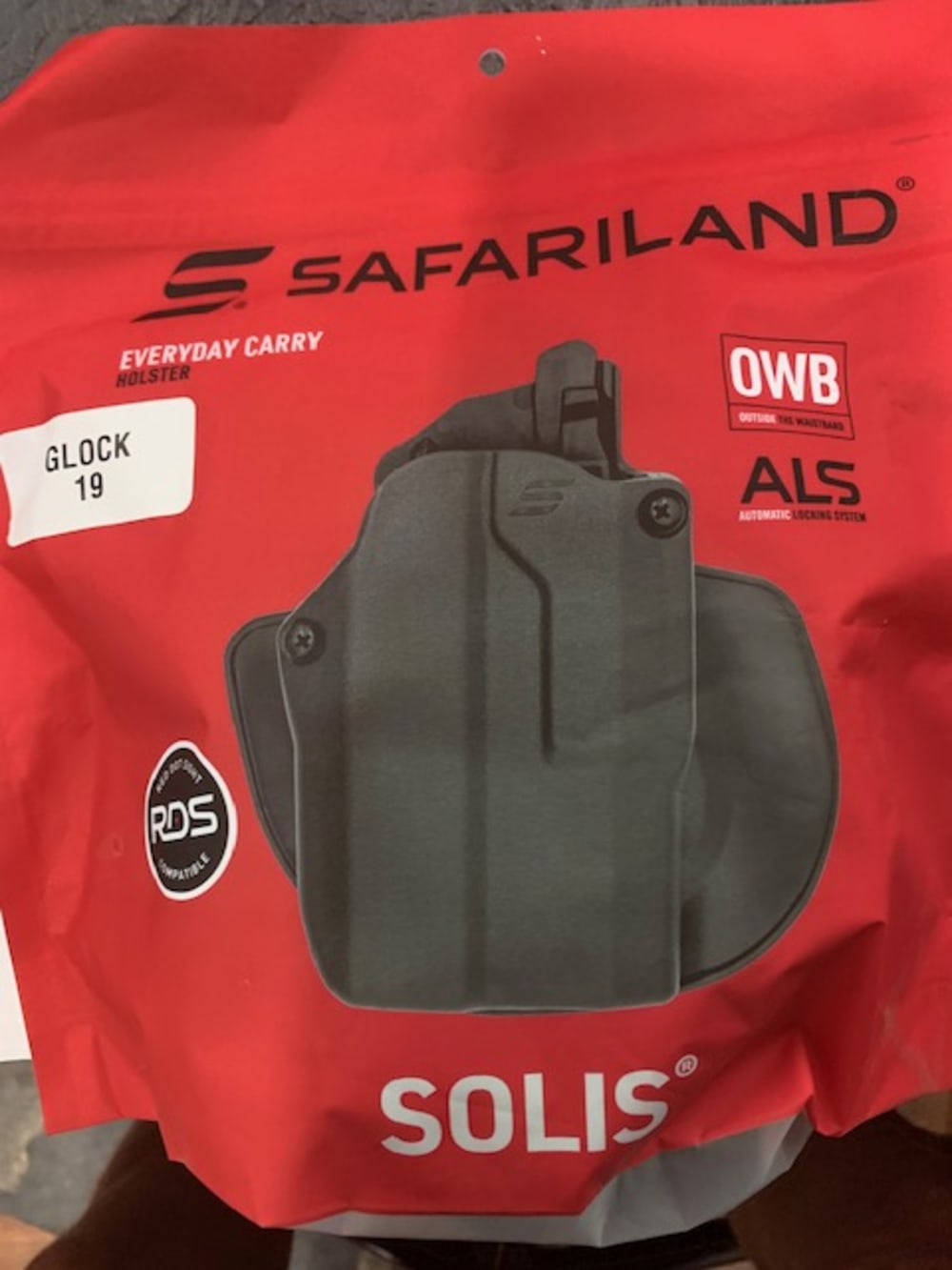 Safariland Solis ALS OWB Nylon Glock 19 red dot compat, right hand blk-img-0