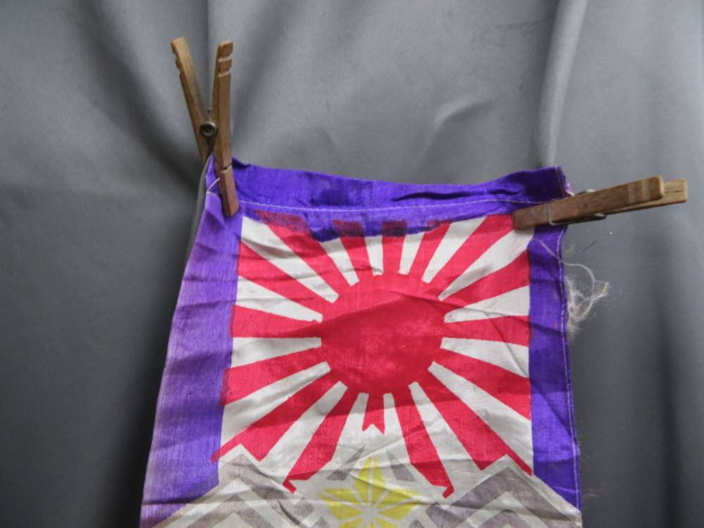 WWII JAPANESE “GOING TO WAR” PATRIOTIC BANNER-ORIGINAL-img-1