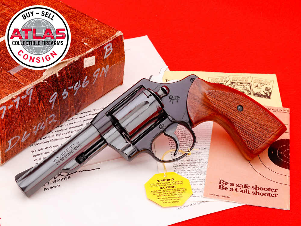 1977 Colt Viper 4" Royal Blue 38 S&W Special Box Paperwork Hangtag 100% NOS-img-0