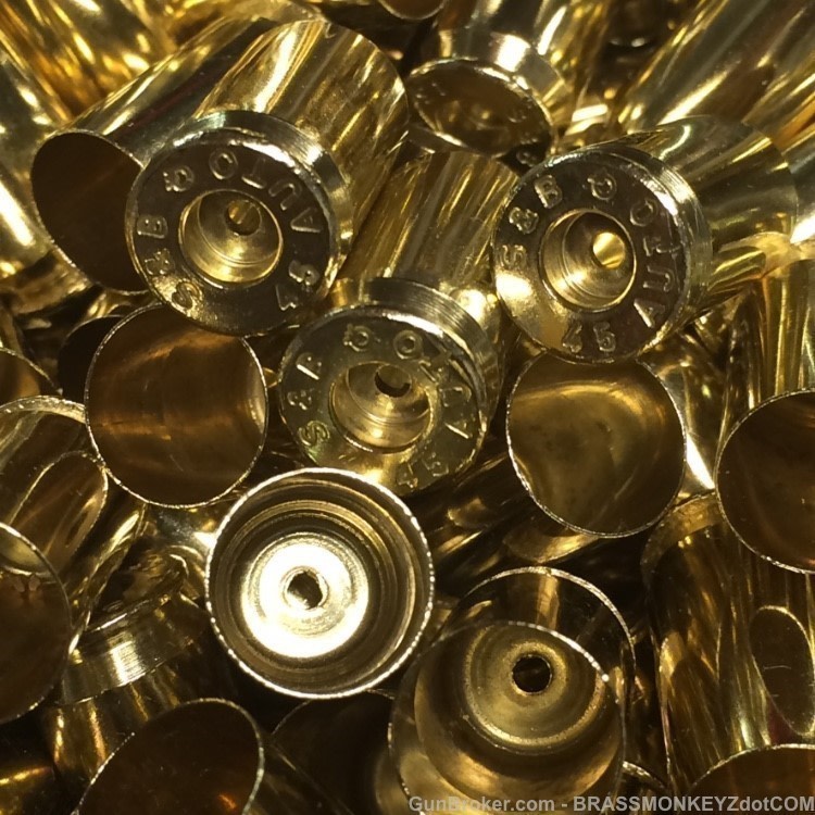500+ FULLY PROCESSED 45 ACP BRASS * LG PRIMERS * SAME HEADSTAMP * -img-0