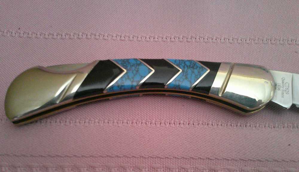 NIB-Rare & Stunning Colt Turquoise Peak Inlay Lockback Pocket Knife!-img-16