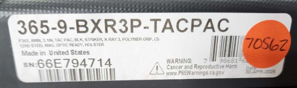 NIB SIG SAUER P365 BXR3P TACPAC 9MM 3.1" CASE-img-11