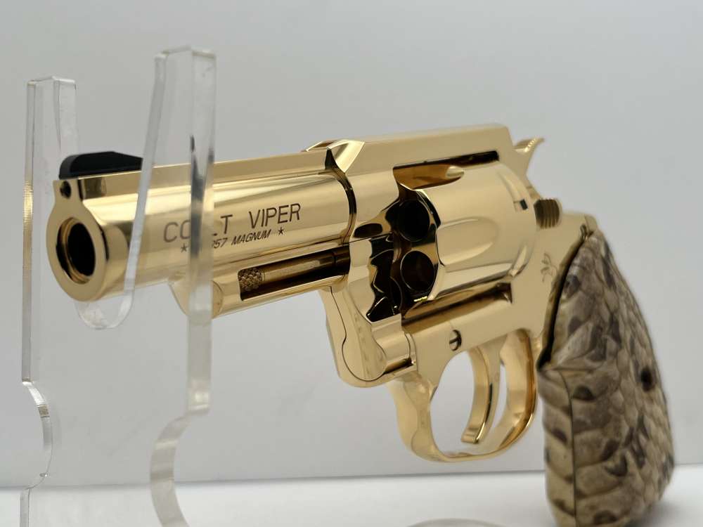 WOW FACTOR NIB Colt Viper 3 inch mirror polished 24k gold plated-img-3