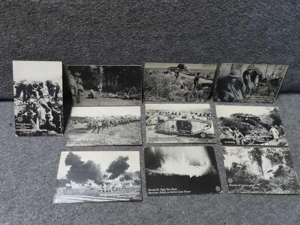 10-ORIGINAL BLACK & WHITE WWI POSTCARDS OF AMERICANS FIGHTING IN FRANCE-img-0