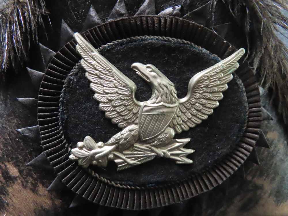 VINTAGE FELT FORE AND AFT CAP WITH PATRIOTIC EAGLE INSIGNIA ON  LEFT SIDE-img-1