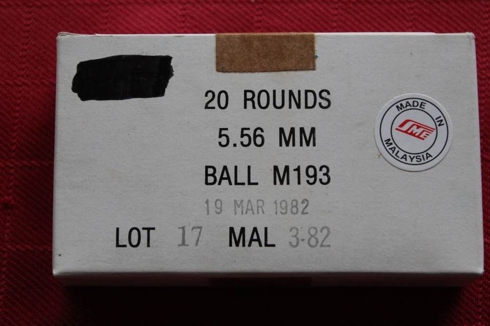 100 Rds., M193, 5.56 NATO, Malaysian Mil. Spec., 55gr. FMJ Surplus Ammo-img-0