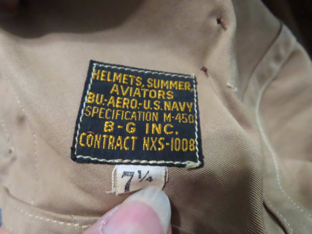 2-WWII USGI FLYERS HATS-CANVAS M450 NAVY & LEATHER NAF 1092-img-9