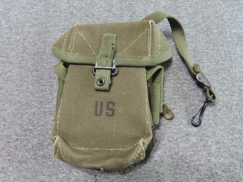 EARLY VIETNAM ERA USMC GROUP; HBT HAT-M14 MAG POUCH-2 POCKET GRENADGE POUCH-img-9