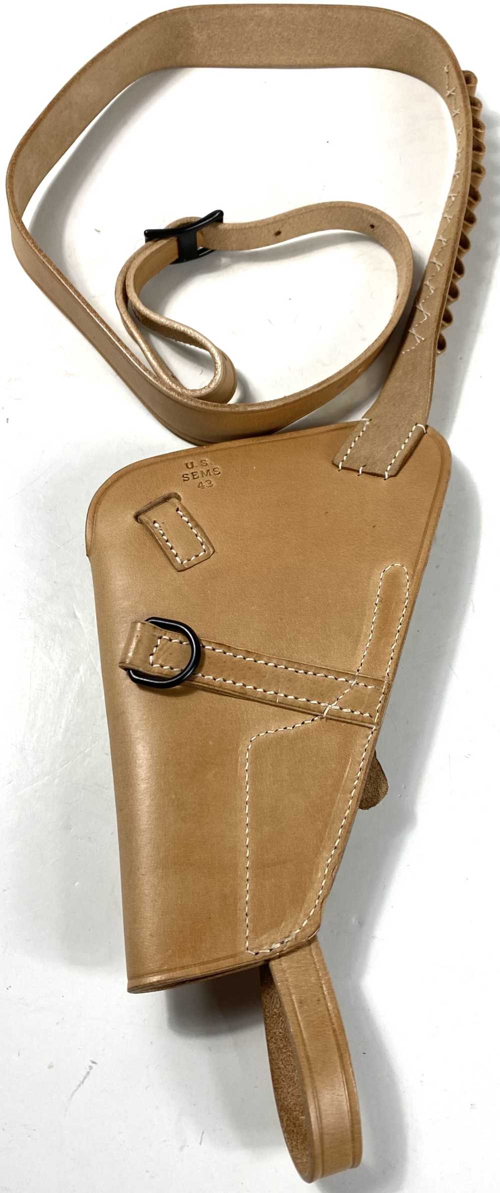 WWII US ARMY M3 .38 REVOLVER PISTOL SHOULDER HOLSTER W/AMMO LOOP-RAW NATURA-img-5