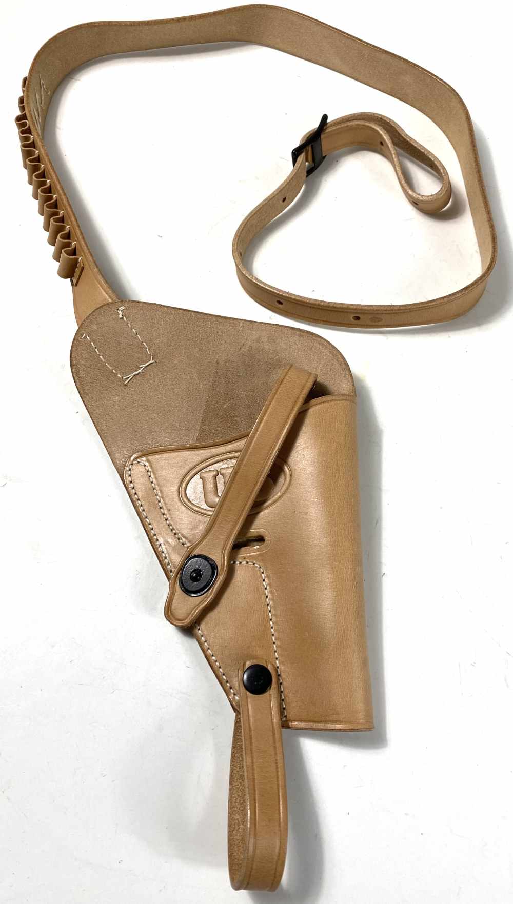 WWII US ARMY M3 .38 REVOLVER PISTOL SHOULDER HOLSTER W/AMMO LOOP-RAW NATURA-img-0