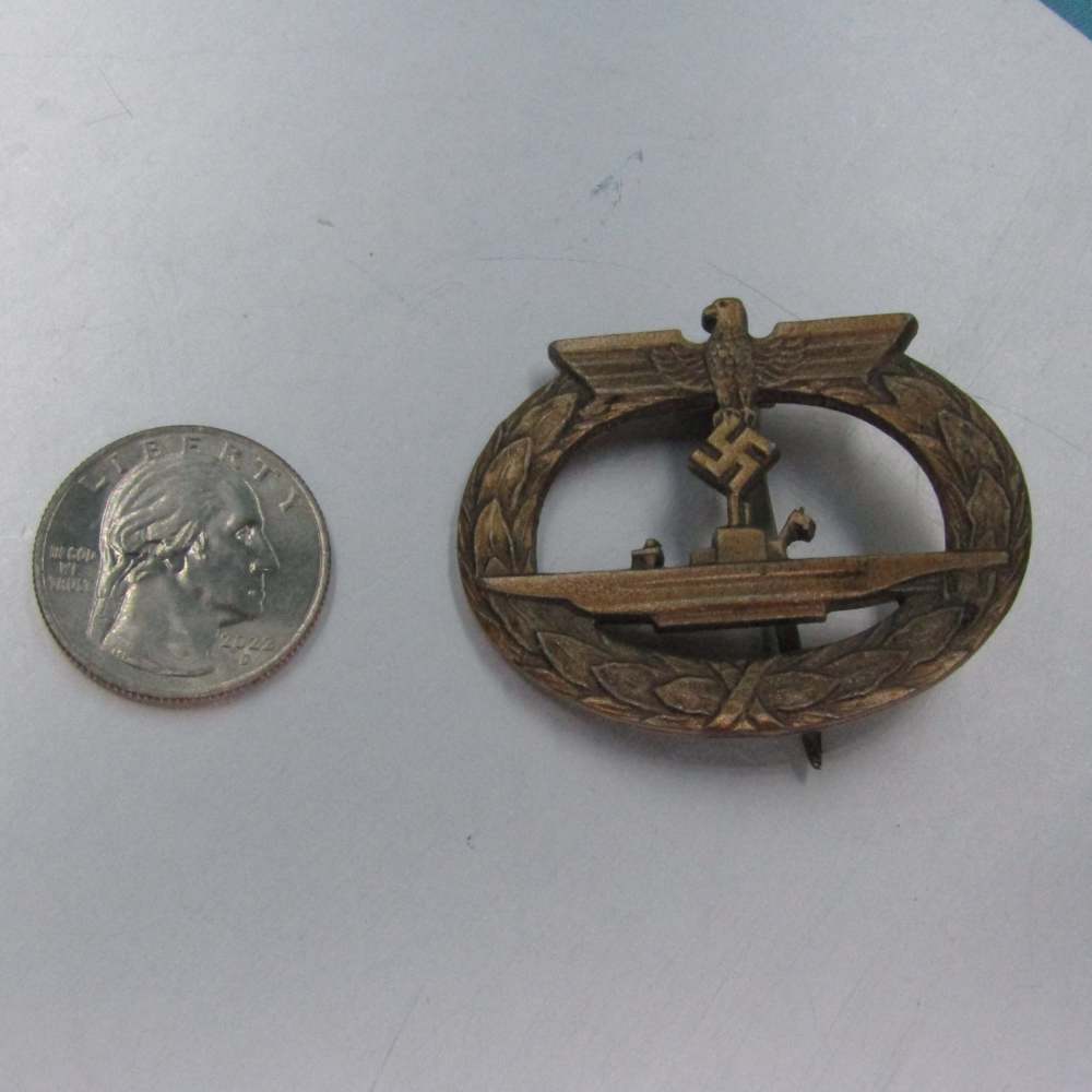 WW2 German Navy Kriegsmarine U Boat Badge Vertical Pin W34-img-13