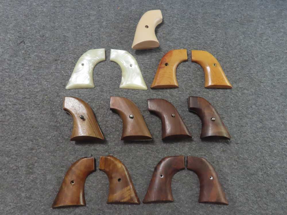 9-PAIR OF COLT SINGLE ACTION REVOLVER GRIPS OF WALNUT AND OTHER HARDWOOD-img-0