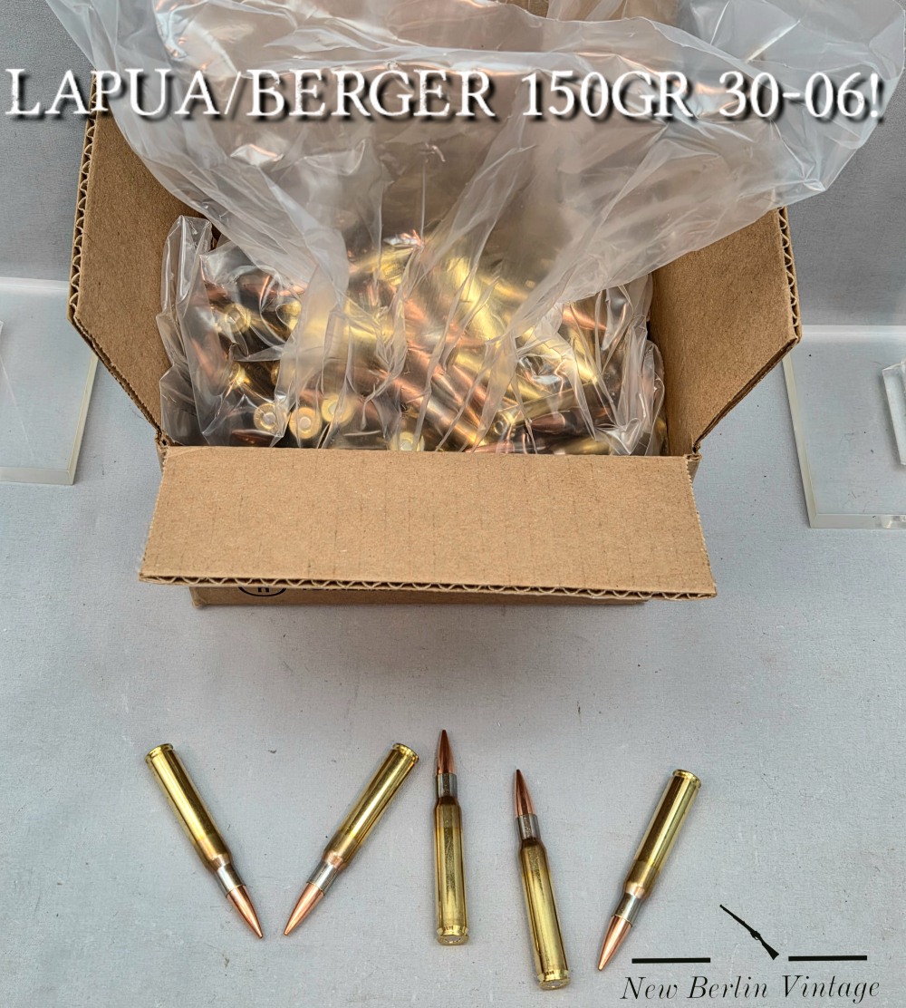 200ct NEW LAPUA BRASS/BERGER BULLETS 30-06 150gr Match LAPUA CMP Ammunition-img-0