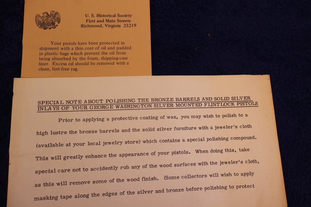 US HISTORICAL SOCIETY GEORGE WASHINGTON WEST POINT FLINTLOCK PISTOLS 1976 -img-32