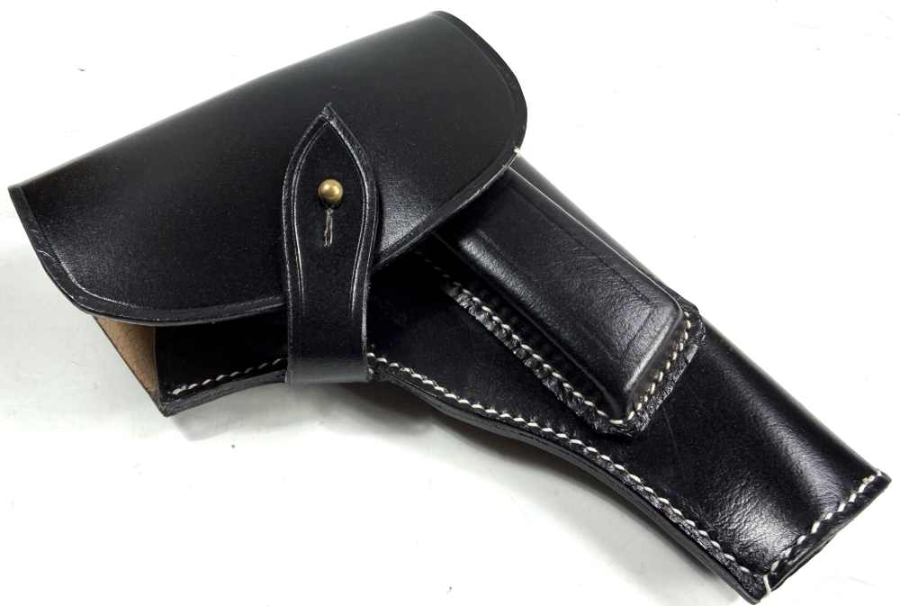 WWII GERMAN 9MM VIS RADOM VIS-35 PISTOL HOLSTER-BLACK LEATHER-img-4