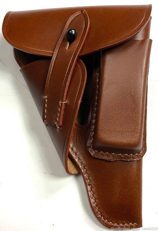 WWII GERMAN 7.65 WALTHER PP LEATHER PISTOL HOLSTER-BROWN LEATHER-img-0