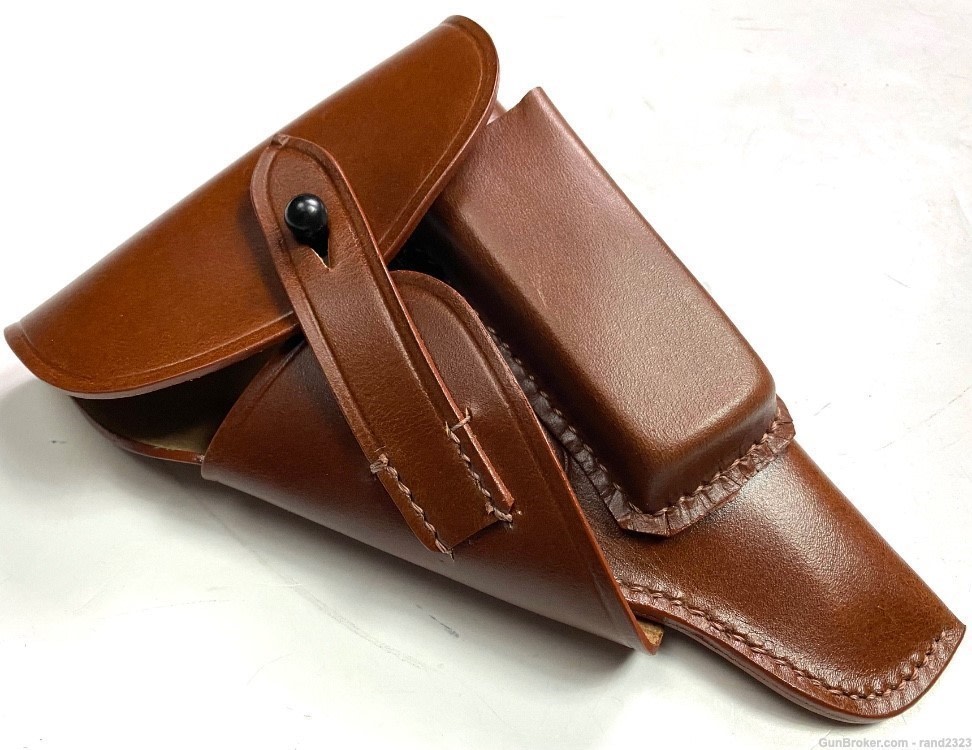 WWII GERMAN 7.65 WALTHER PP LEATHER PISTOL HOLSTER-BROWN LEATHER-img-1