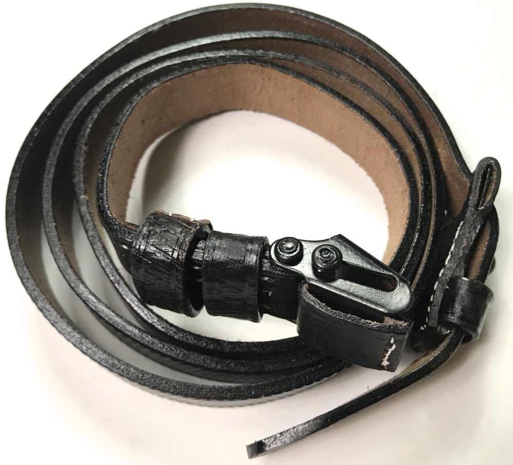 WWII GERMAN ARMY K98 98K RIFLE 8MM MAUSER LEATHER CARRY SLING-BLACK-img-2