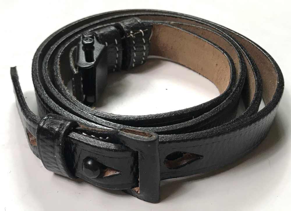 WWII GERMAN ARMY K98 98K RIFLE 8MM MAUSER LEATHER CARRY SLING-BLACK-img-0