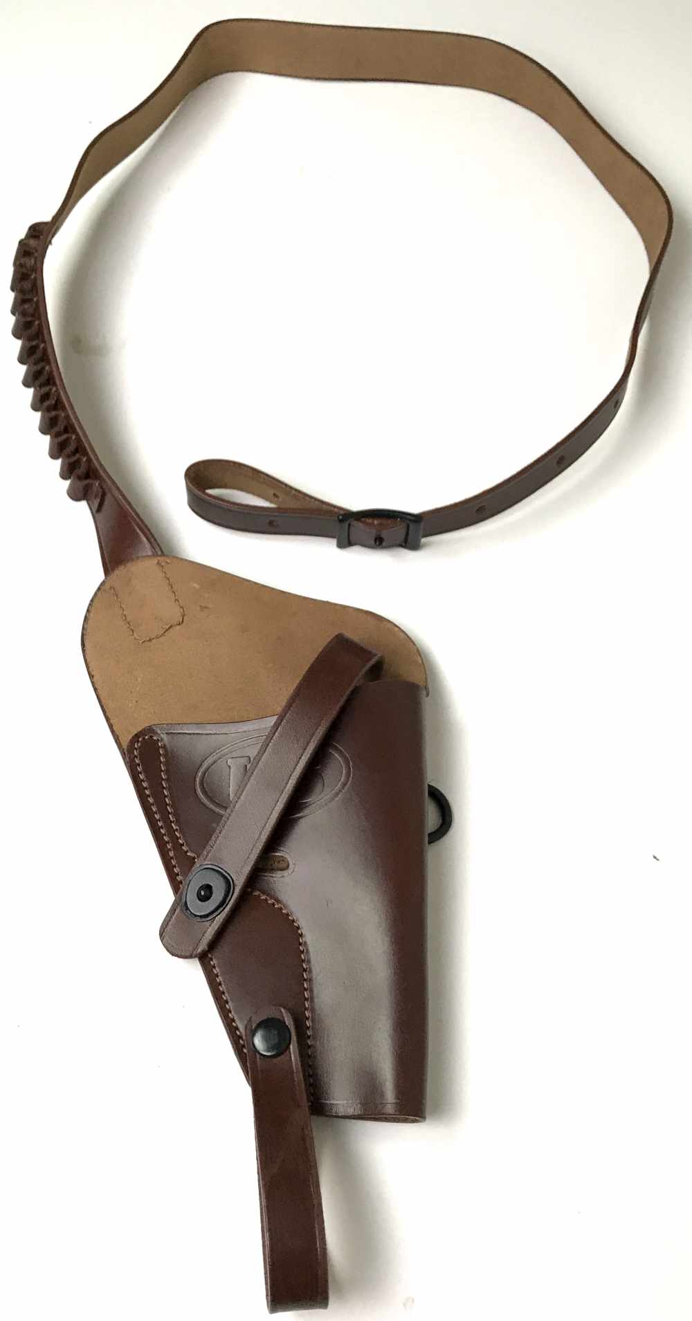WWII US ARMY M3 .38 REVOLVER PISTOL SHOULDER HOLSTER W/AMMO LOOP-BROWN-img-0