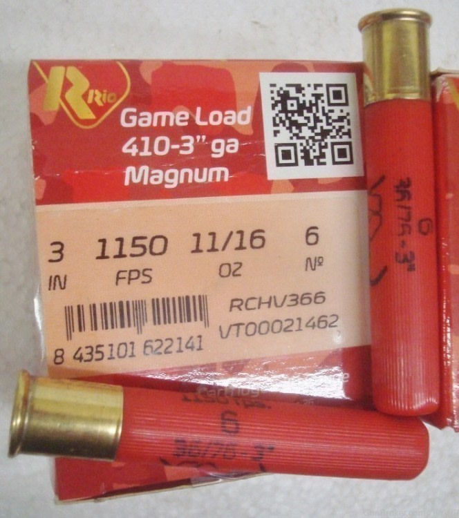 50 Rio 410 gauge Game Load 3" Magnum # 6 shot 1150 FPS-img-0