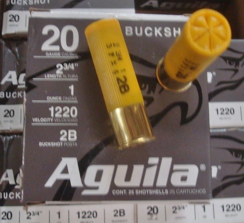 250 Aguila 20 gauge # 2 BUCK 2 3/4 " Shotgun Shells 1,220 FPS-img-1