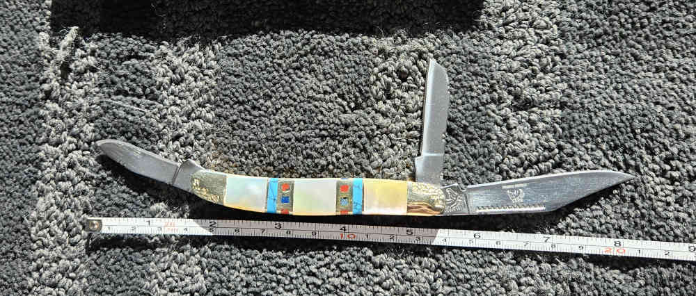 Mother Of Pearl/Turquoise Wrangler SilverHorse Stoneworks pocket-knife-img-6