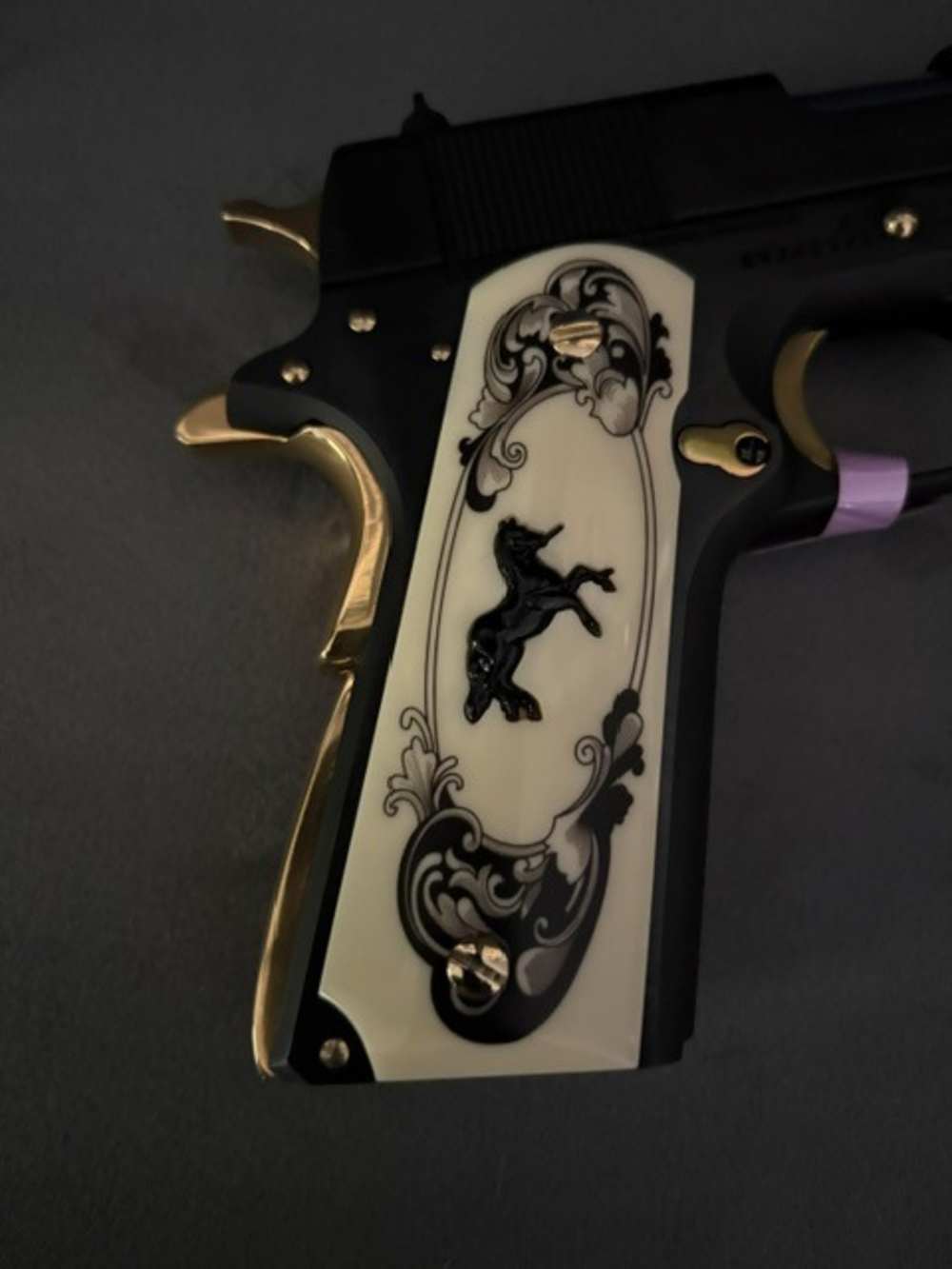 Colt 1911 Government 45Acp Black & Gold .01 Start NR Penny Auction-img-13
