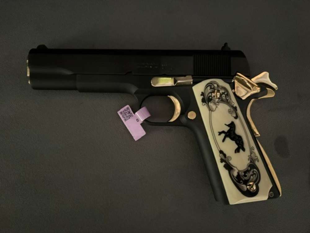 Colt 1911 Government 45Acp Black & Gold .01 Start NR Penny Auction-img-7