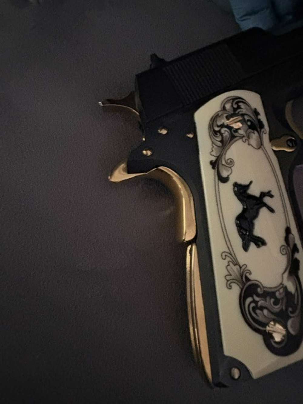 Colt 1911 Government 45Acp Black & Gold .01 Start NR Penny Auction-img-11