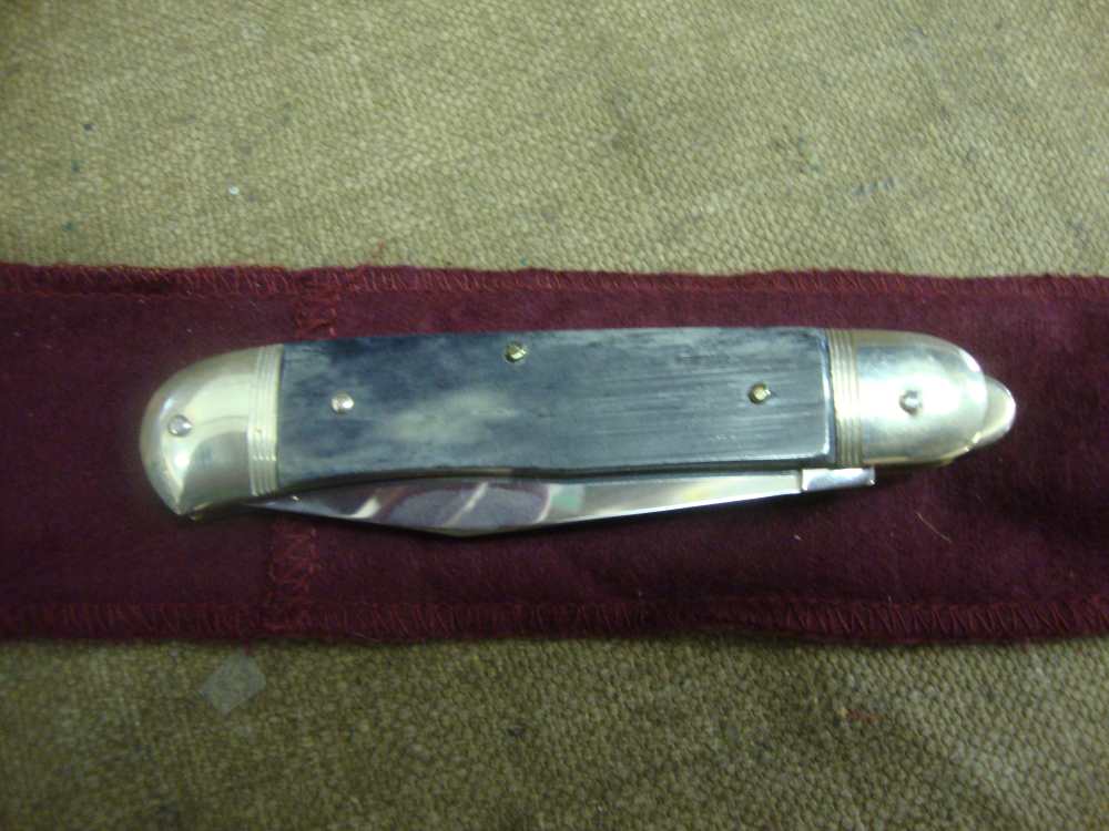 Hubertus Bolster Lever Switchblade, Blue-Grey Bone Scales, 2.75" Stainless -img-1