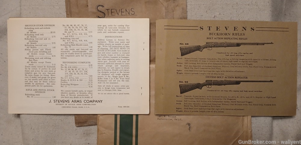 J. Stevens Arms Company 1950 Component Parts Price List Rifles Pistols plus-img-4