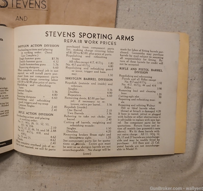 J. Stevens Arms Company 1942 Component Parts Price List Rifles Pistols plus-img-4
