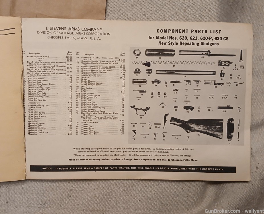 J. Stevens Arms Company 1942 Component Parts Price List Rifles Pistols plus-img-3