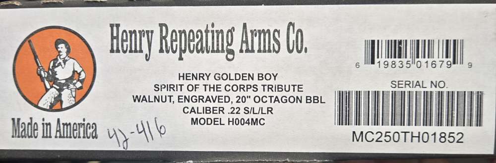 Henry H004MC Spirit of the Corps 22lr 20" octagonal barrel NIB 42-416-img-7