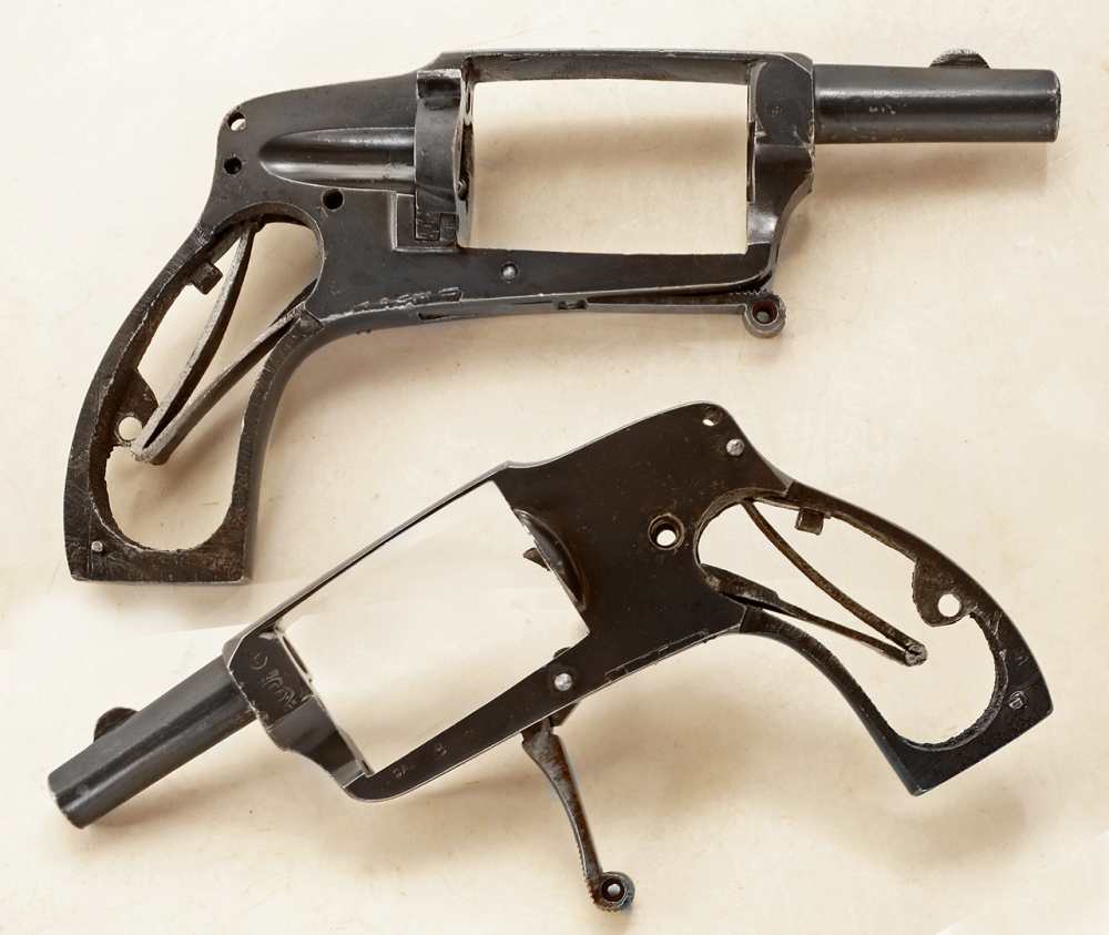 ANTIQUE RARE FRENCH DOUBLE ACTION 6mm CENTER FIRE VELODOG REVOLVER FRAME.-img-0