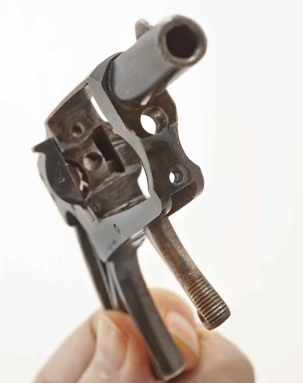 ANTIQUE RARE FRENCH DOUBLE ACTION 6mm CENTER FIRE VELODOG REVOLVER FRAME.-img-1