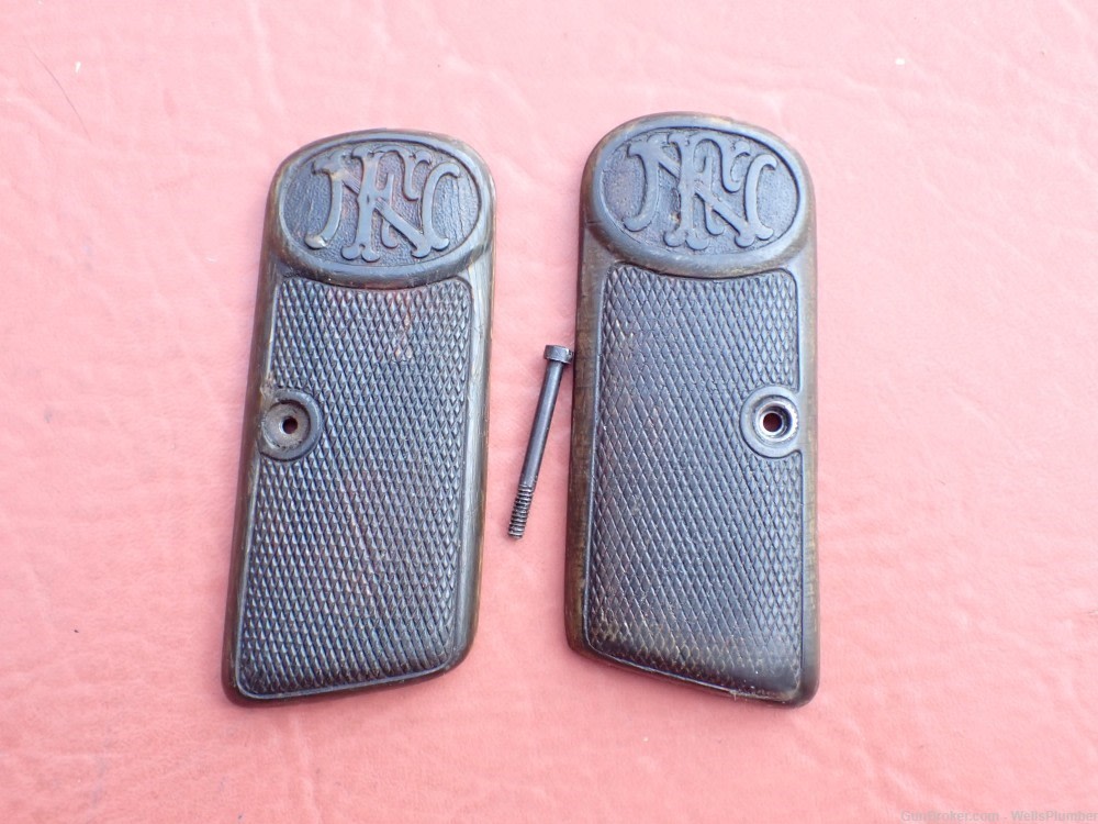 FN BROWNING MODEL 1910 FACTORY EARLY HORN GRIPS WITH SCREW-img-0