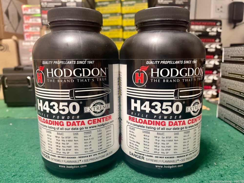 2 lbs of fresh Hodgdon 4350 Powder, two 1 lb jugs H4350 like IMR 4350-img-0