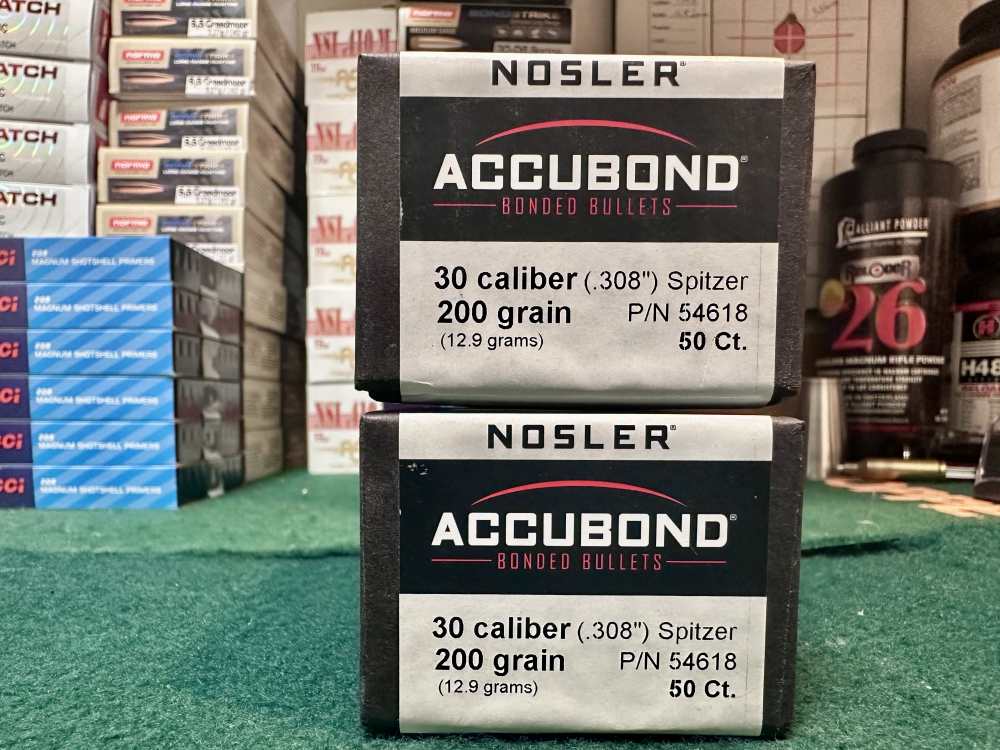100 30 cal 200 gr Nosler Accubond bullets. 2 boxes of 50, 300 Win .308"-img-0