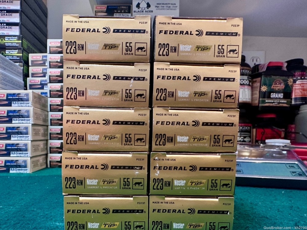 200 Rds 223 Rem 55 gr Nosler Ballistic Tip Federal Prem. Predator & Varmint-img-0