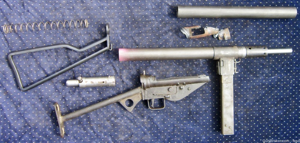 British Sten MK2 parts kit w/BARREL, tube, good trunnion,mag,9mm WWII icon!-img-1
