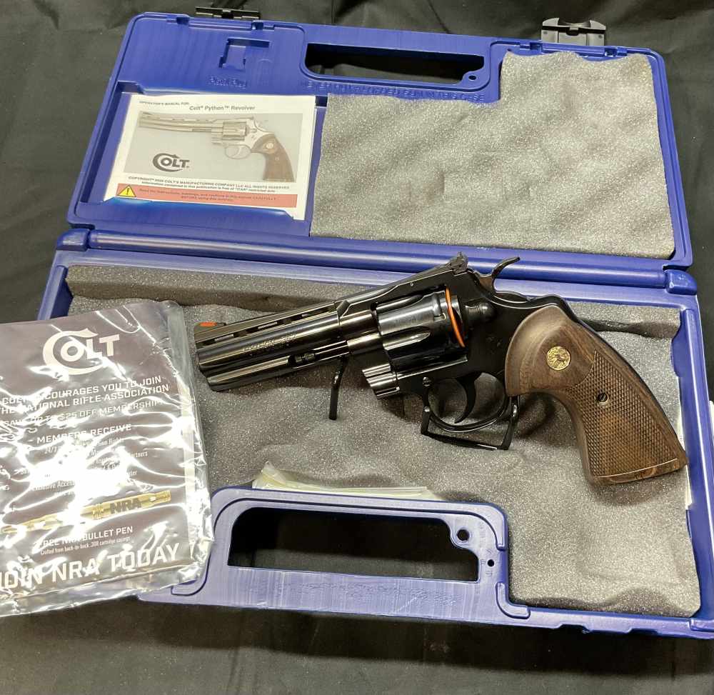 Colt Python Blued .357 Magnum 4.25" Bbl Wood Grips Blued Revolver-img-0