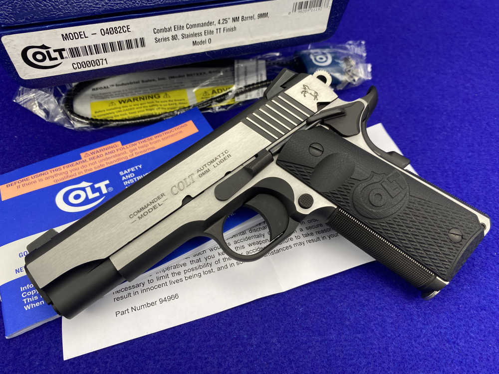 LOW SN#71 Colt Combat Elite Commander 9mm 4.25" Two-Tone w/ Box & Papers-img-36