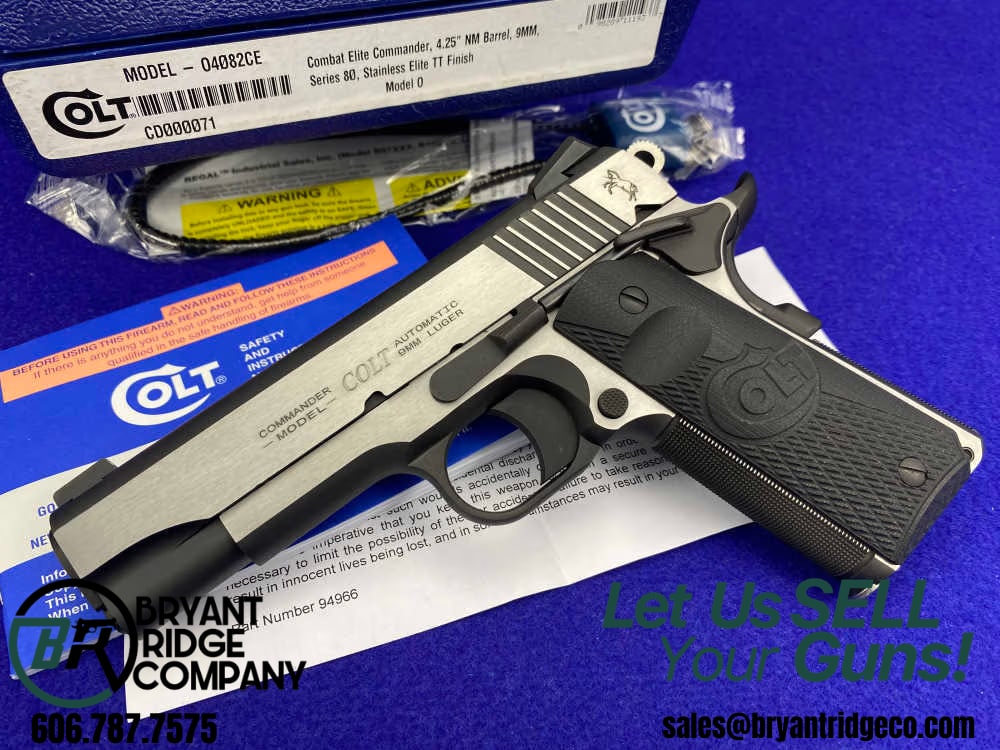 LOW SN#71 Colt Combat Elite Commander 9mm 4.25" Two-Tone w/ Box & Papers-img-0