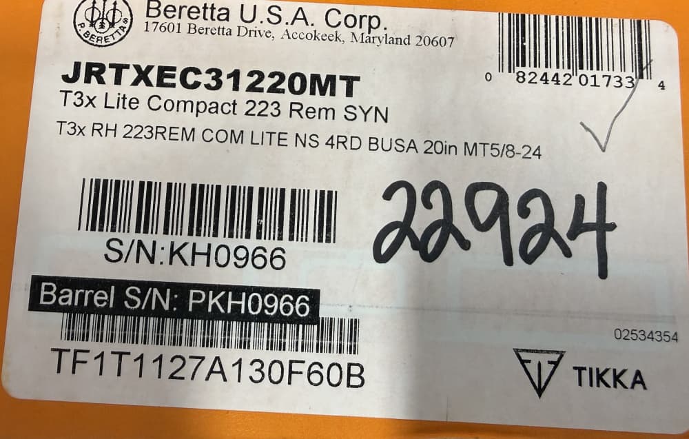 Tikka T3x Lite Compact .223 REM 20” Blued Threaded Barrel-img-1