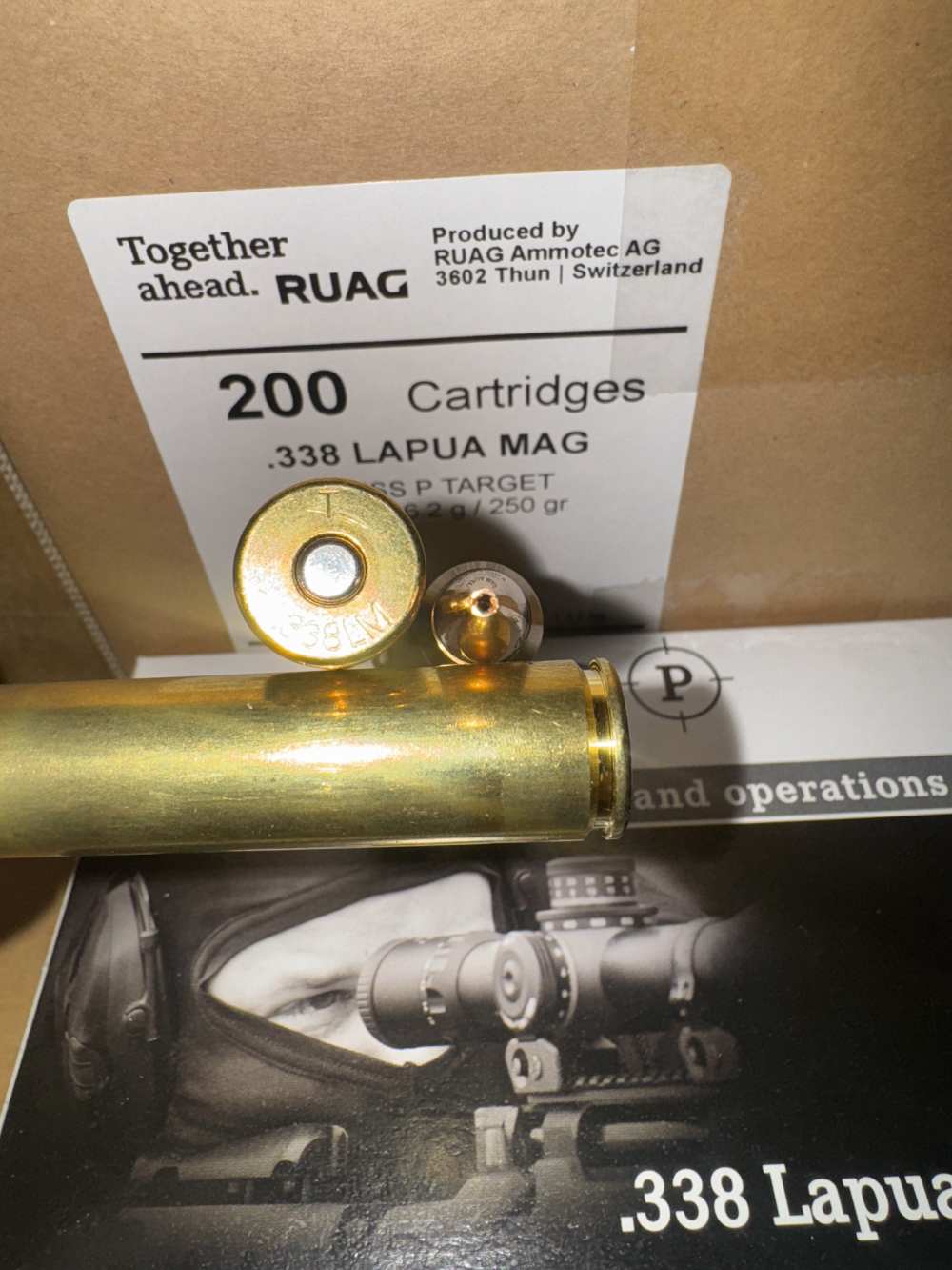 .338 Lapua Magnum Ammo Ruag SWISS P Target 250gr Match Case 200 Rds-img-1