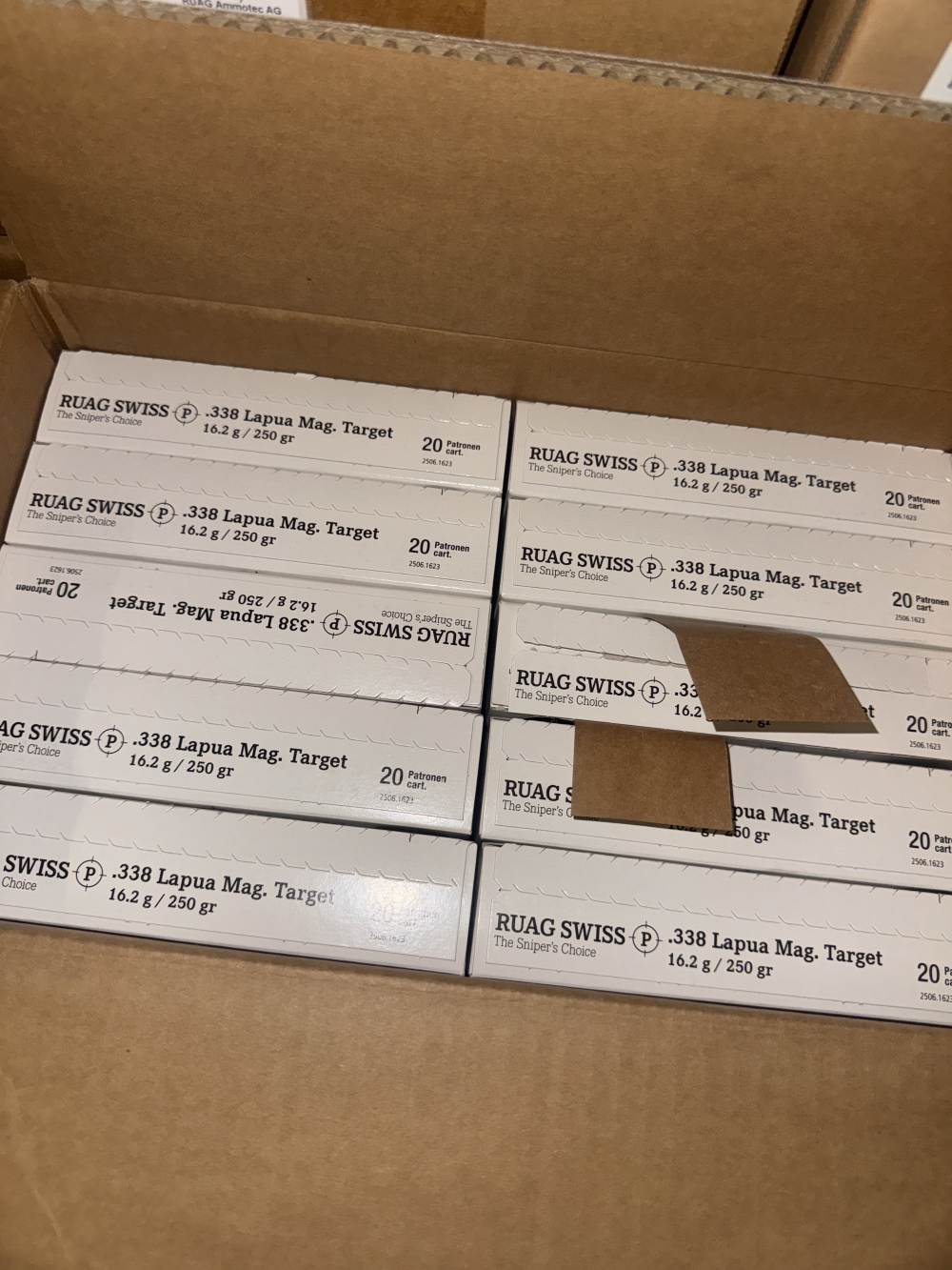 .338 Lapua Magnum Ammo Ruag SWISS P Target 250gr Match Case 200 Rds-img-2