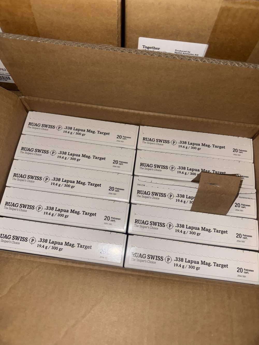 .338 Lapua Magnum Ammo Ruag SWISS P Target 300gr Match Case 200 Rds-img-1
